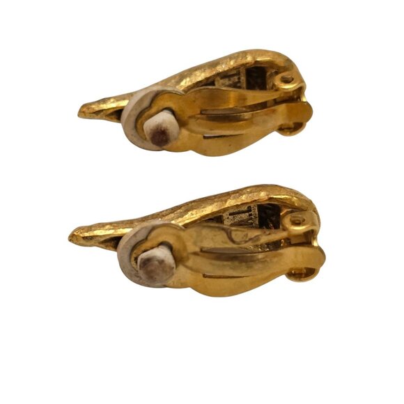 Vintage 80s Alexis Lahellec Paris NOS Gilt Gold Swirl Clip Earrings (A9043) - Picture 5 of 6